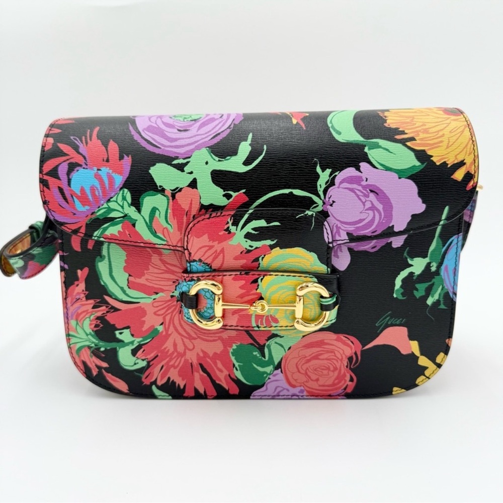 🚨SOLD🚨Gucci x Ken Scott Floral Print Horsebit 1955 Shoulder Bag - Picture 2 of 14